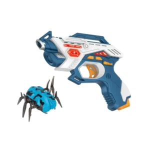 Pistolet laser interactif avec cible araignée robotique, jouet high-tech pour enfants.