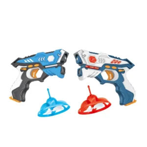 Pistolet laser et toupie volante lumineuse, jouet interactif pour enfants.